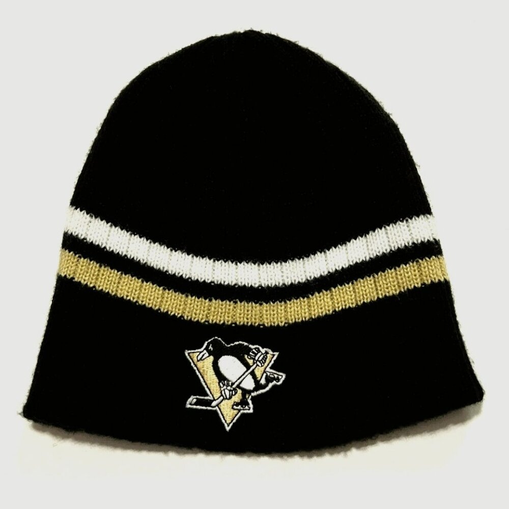Pittsburgh Penguins Youth Winter Knit Beanie Hat Ski Cap UnCuffed Black New NHL